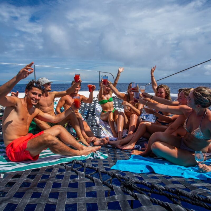 Group drinking on boat