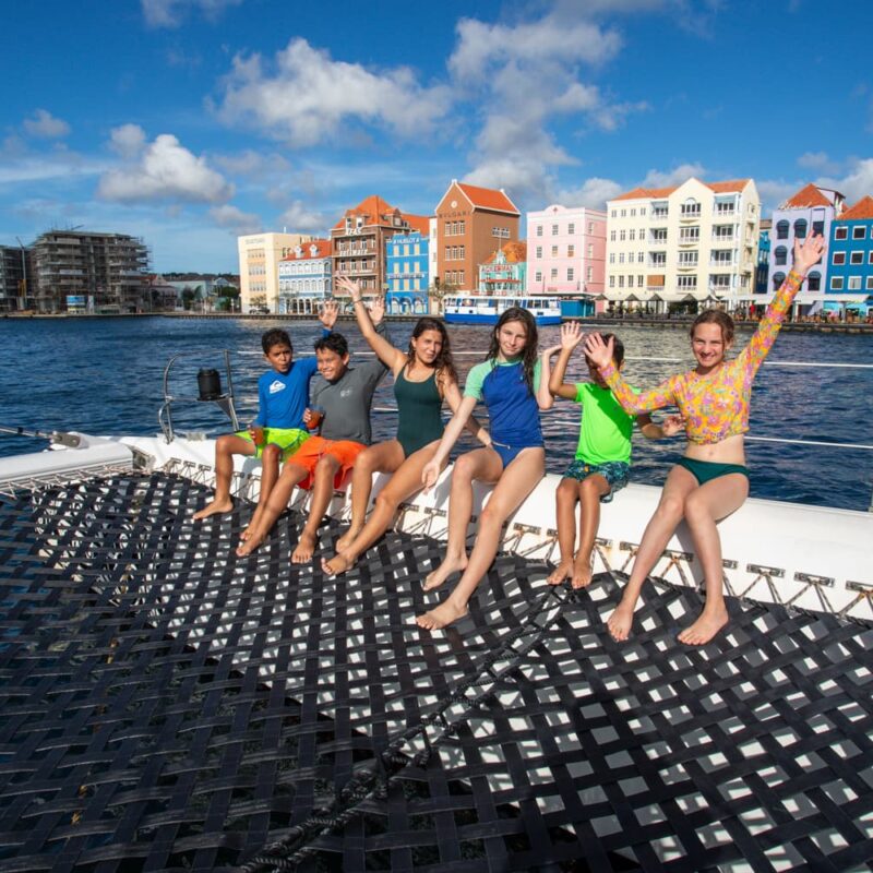 Kids on boat curacao