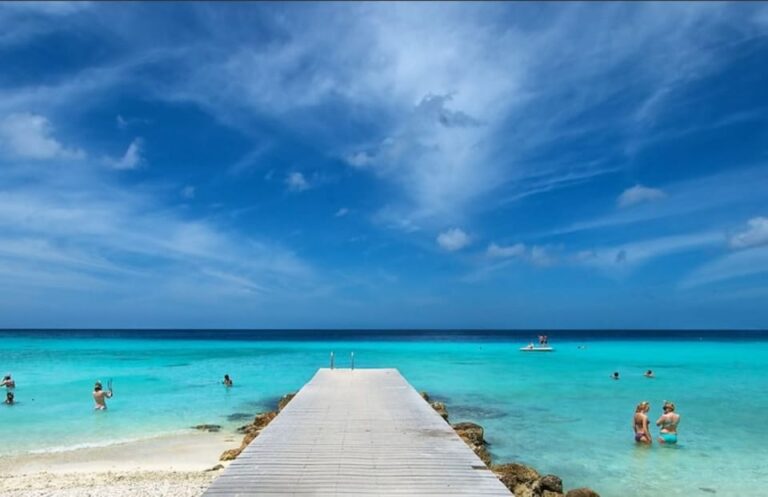 blue beach with people