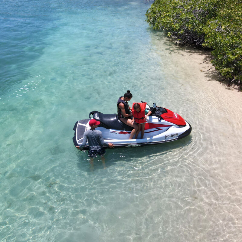 family on jet ski