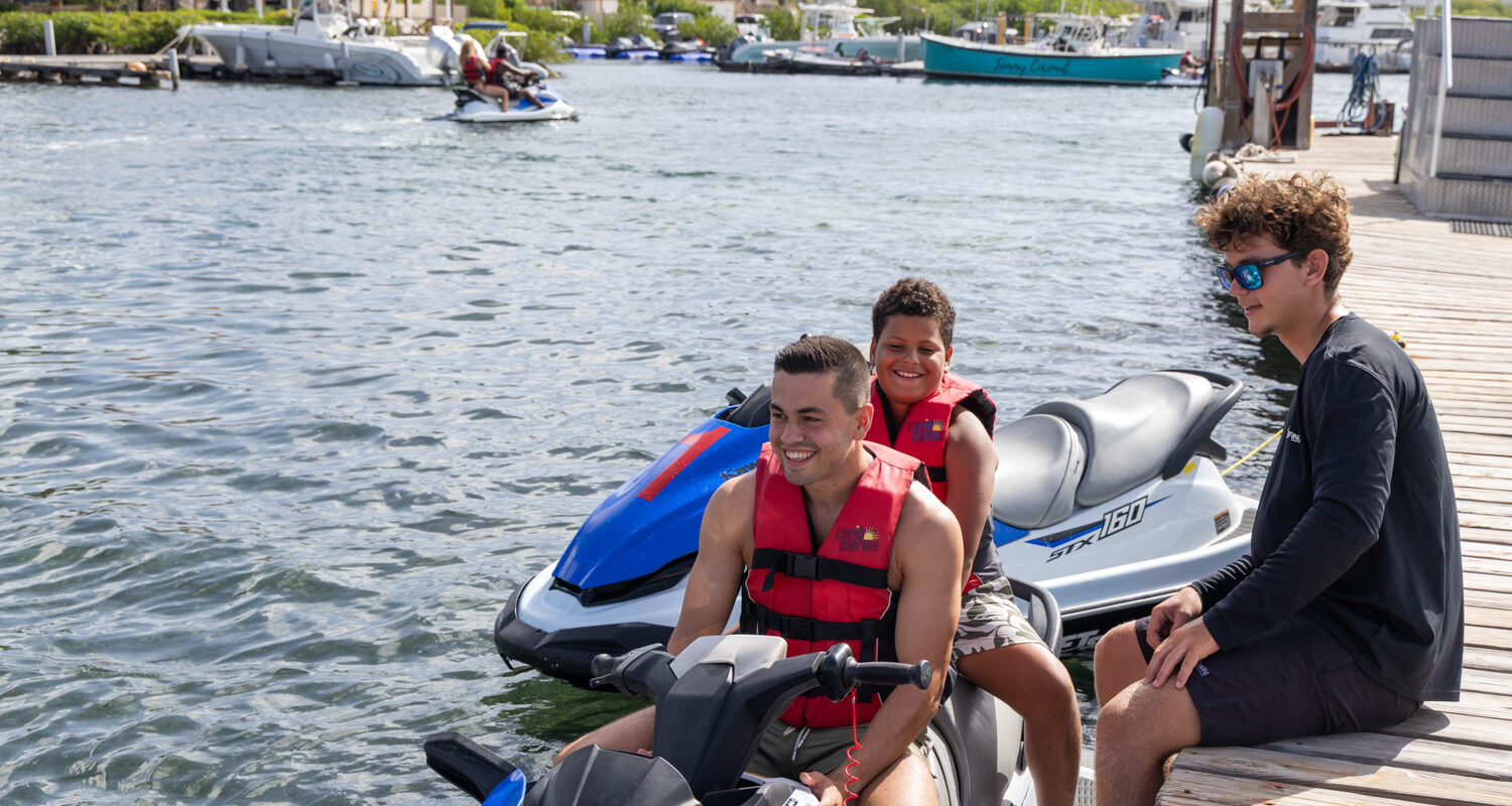 family on jet ski